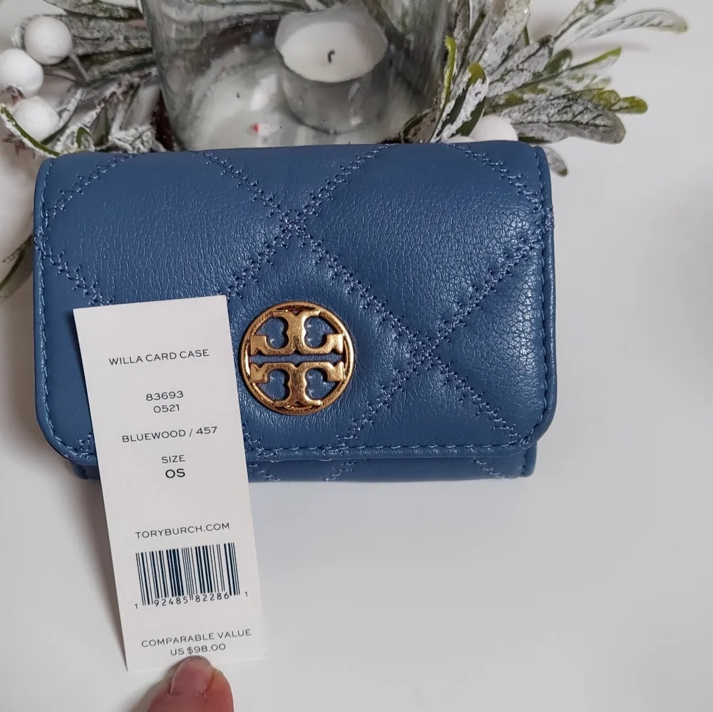 Tory Burch Blue Quilted Leather Wallet - Picture 5 of 7